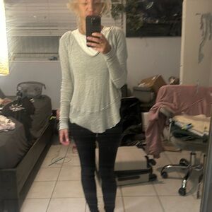 Free People Grey Waffle Knit Tunic